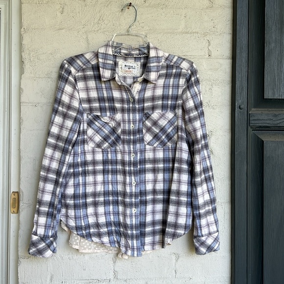 Anthropologie Holding Horses Willow Ridge Plaid Flannel Shirt W Swiss Dots Small - Picture 4 of 11
